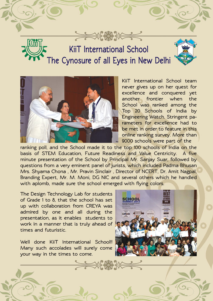 Education World the premier magazine on schooling and education has ranked KiiTIS 